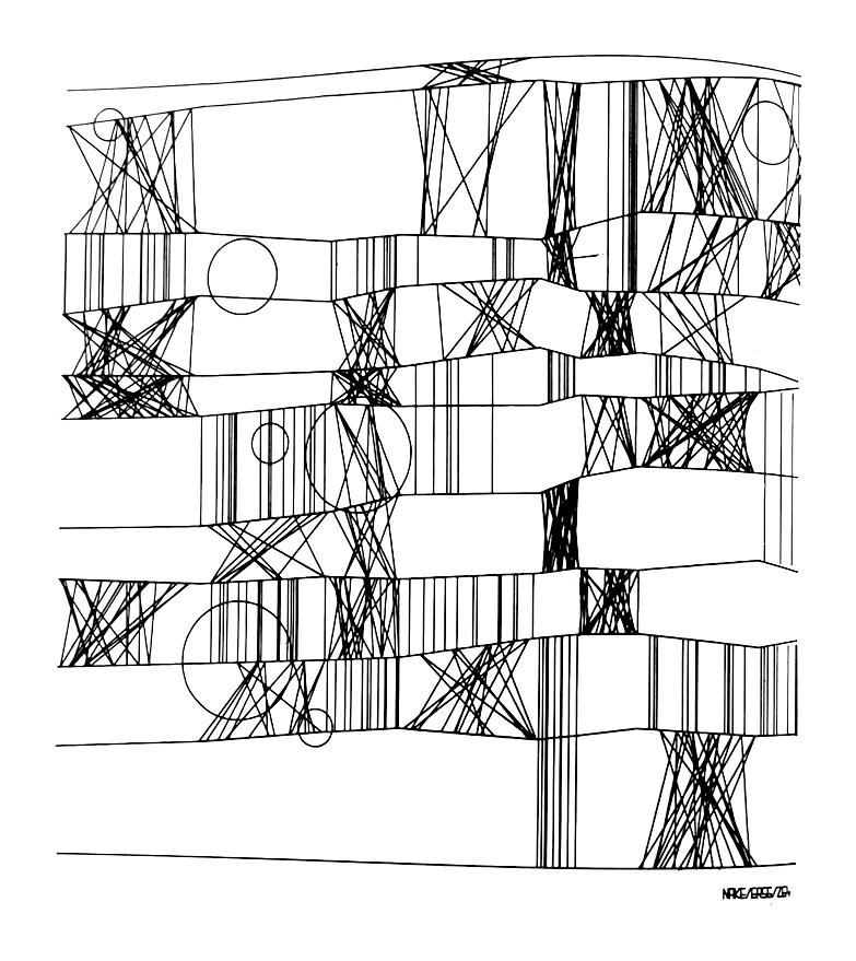 Frieder Nake, Hommage à Paul Klee, 1965, Plotterzeichnung